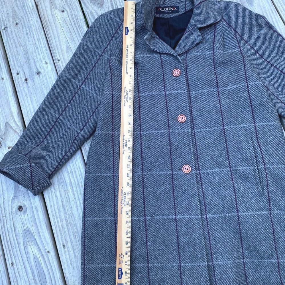 ALORNA Vintage Women's Gray Plaid Wool/ Nylon Coat Jacket Made In The USA - Picture 5 of 12